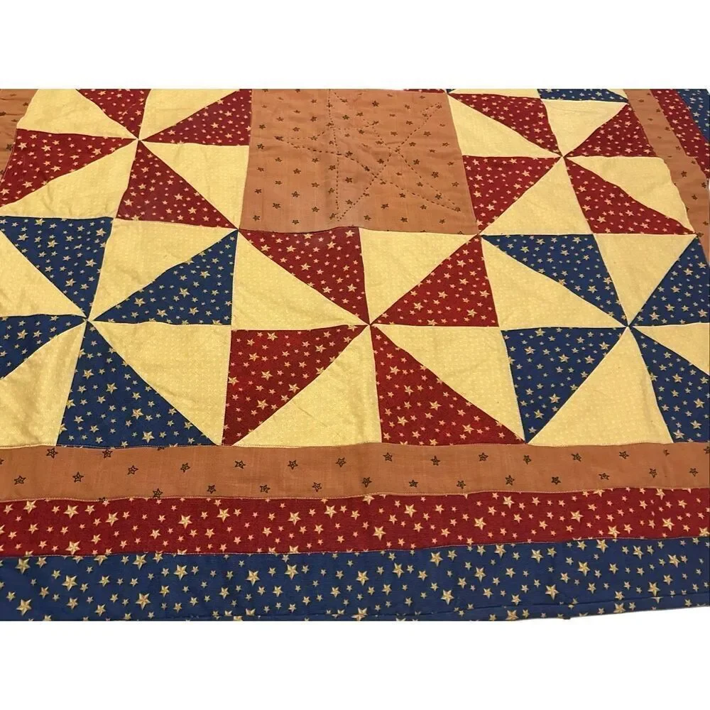 Handmade 48 x 48 Americana 250th USA Anniversary Nine Patch Lap Quilt